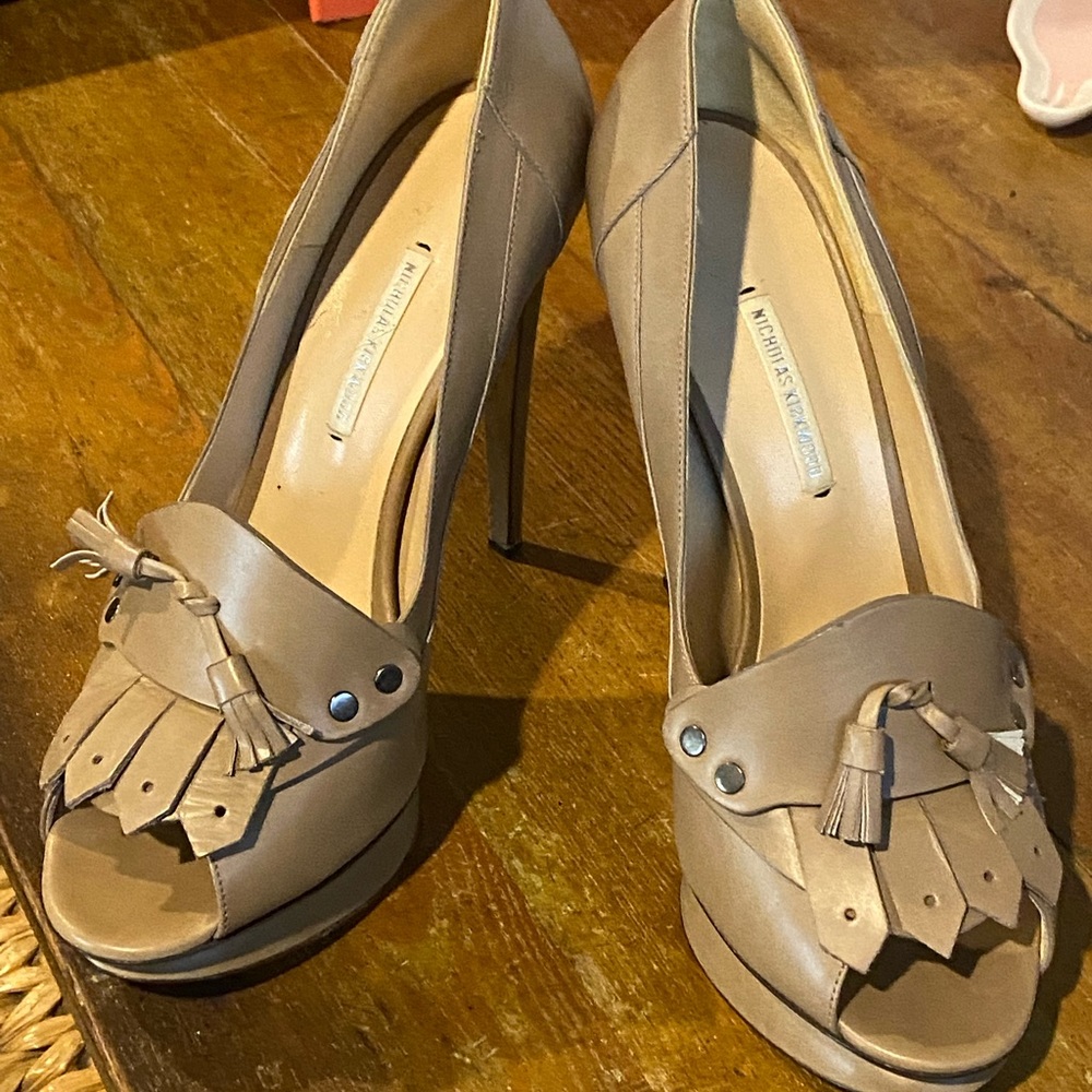 Nicholas Kirkwood Platform Peep Toe Loafer Style Heels
